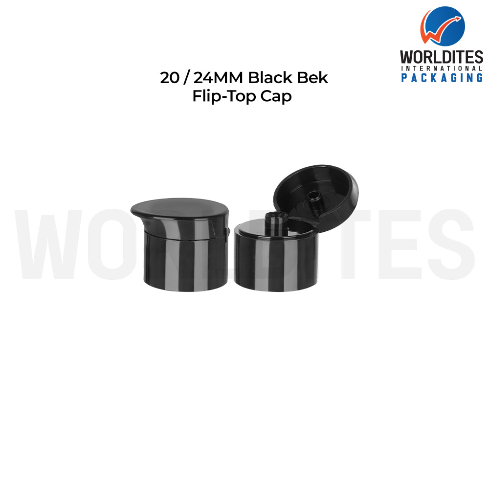 Black Beek Flip Top Cap for Cosmetic Bottles | Plastic Bottle Closure